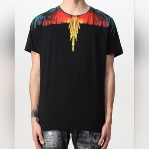 Marcelo BURLON county Of Milan Black T-Shirt with Colorful Feather Size Large